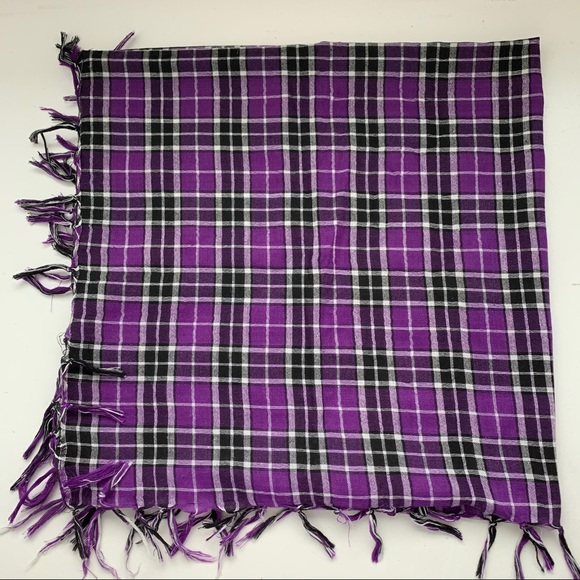 3 for $15 Purple Plaid Blanket Scarf - Picture 2 of 3